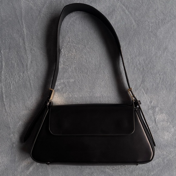 Zara Classic Trapeze Minimalist Black Shoulder Bag - Picture 8 of 8